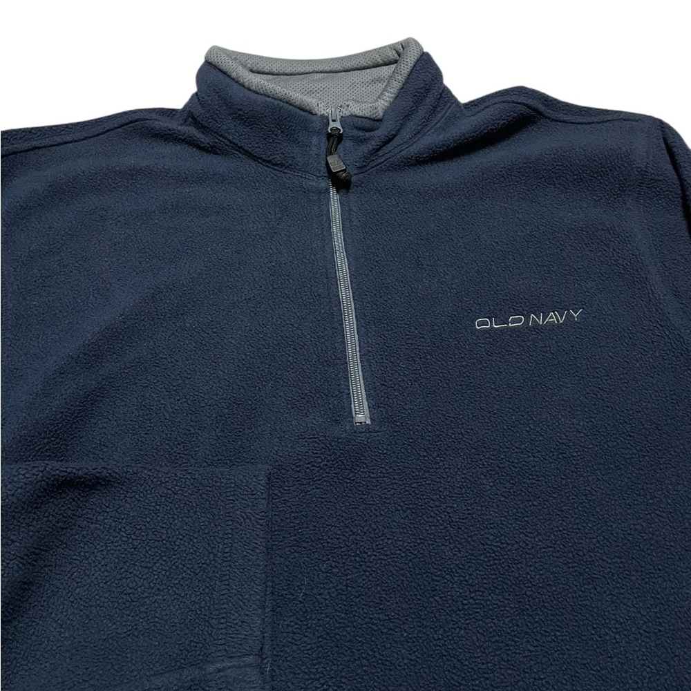 Vintage Old Navy Men's XL Fleece Half Zip Jacket Pullover Navy Blue Pockets Y2K